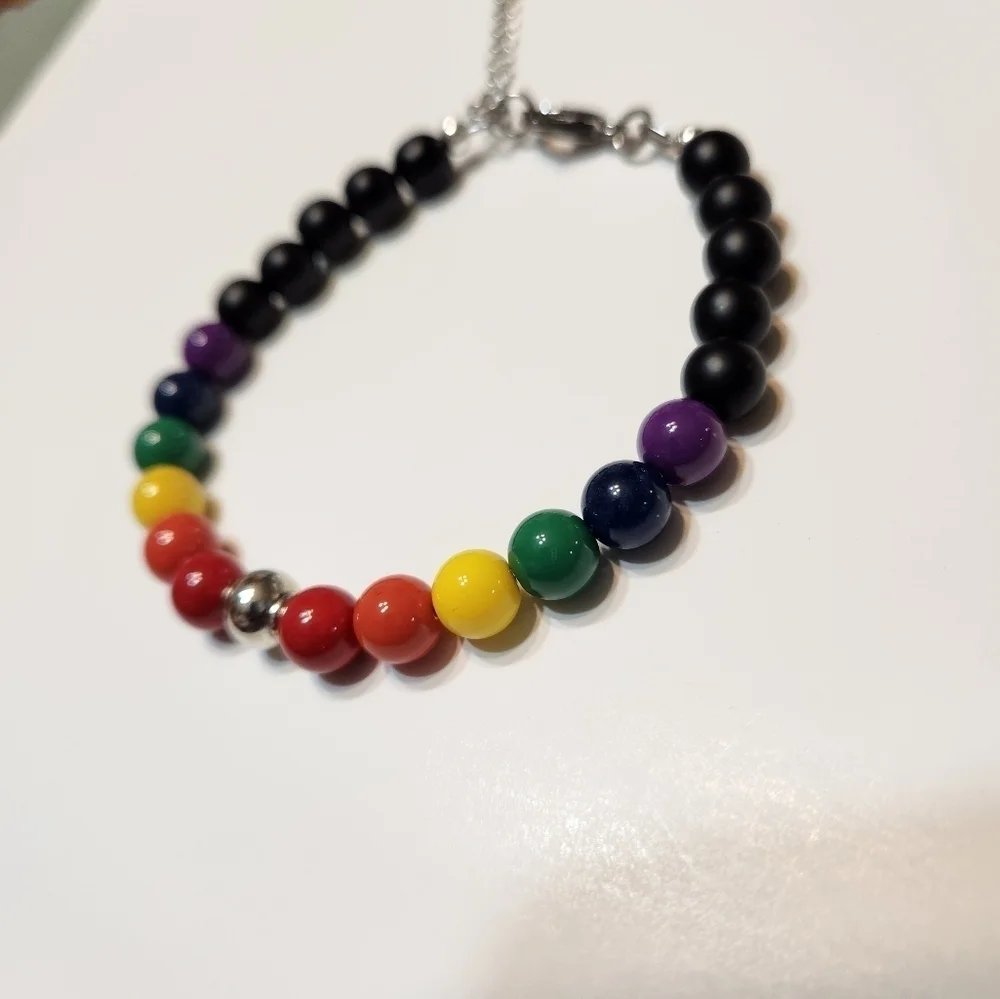 Hand Crafted LGBTQ+ Pierced Earrings Colorful Beaded Dangle Rainbow